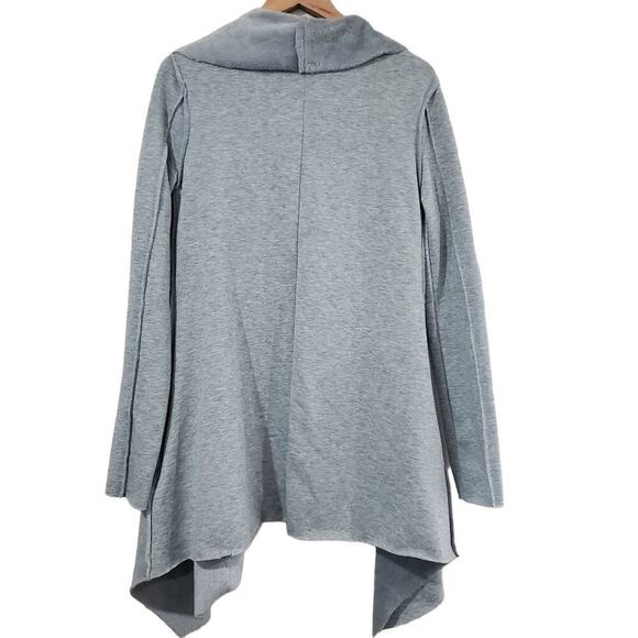 Anama Cardigan Women Small Gray Faux Fur Lined Waterfall Open Cottage Minimalist - Picture 2 of 11